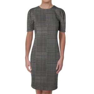 Lauren Ralph Lauren Glen Plaid Knit Short Sleeve Dress Black White Size Medium
